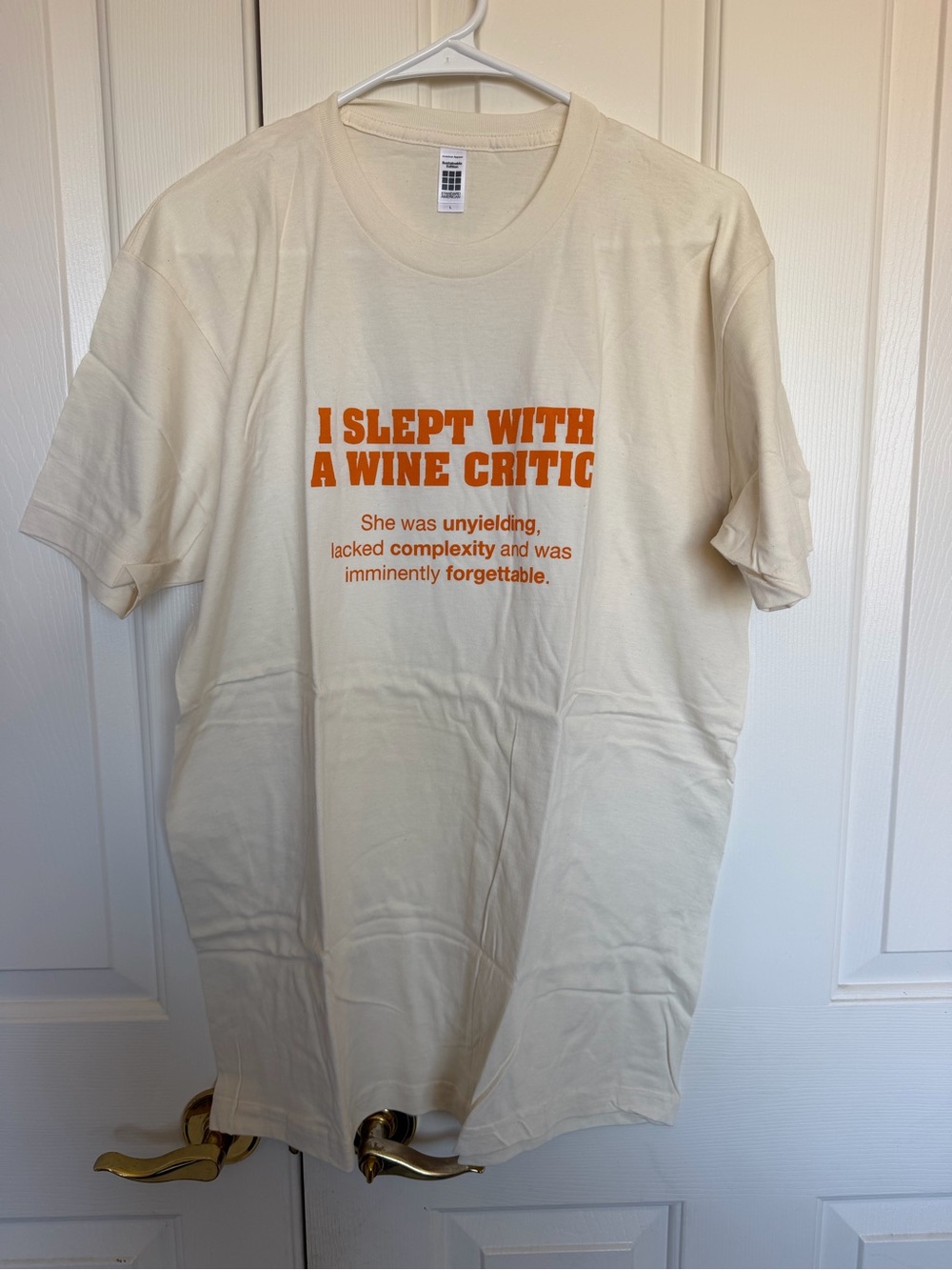 Cream Graphic Tee - 'I Slept With A Wine Critic'